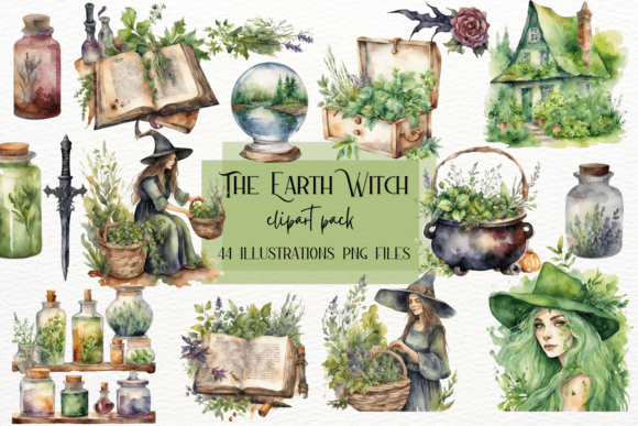 Download Earth Witch Watercolor Clipart, Herbal - Watercolor Collection