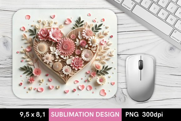 Download 3D Floral Heart - MousePad Sublimation - Mousepad sublimation Collection