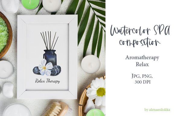 Download Watercolor SPA Composition. Aromatherapy - Watercolor Collection