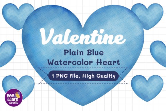 Download Valentine Plain Blue Watercolor Heart - Watercolor Collection
