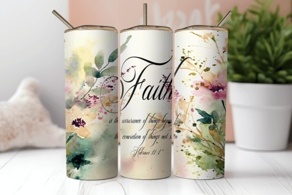 Download Faith Watercolor Floral Tumbler Wrap - Watercolor Collection