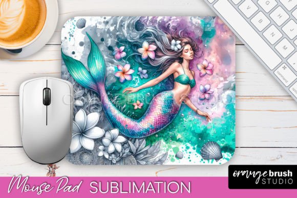 Download Watercolor Mermaid Mouse Pad Sublimation - Watercolor Collection