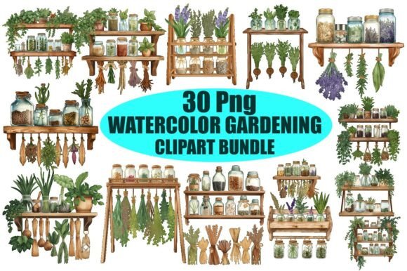 Download Watercolor Herbal Garden Clipart Bundle - Watercolor Collection