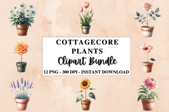 Download Watercolor Cottagecore Plants Clipart - Watercolor Collection