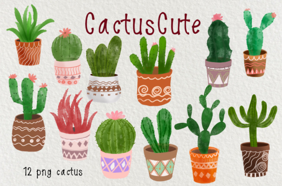 Download Watercolor Cactus Cute Clipart - Watercolor Collection