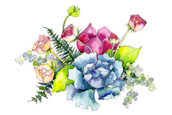 Download Bouquet Summer Miracle Watercolor - Watercolor Collection
