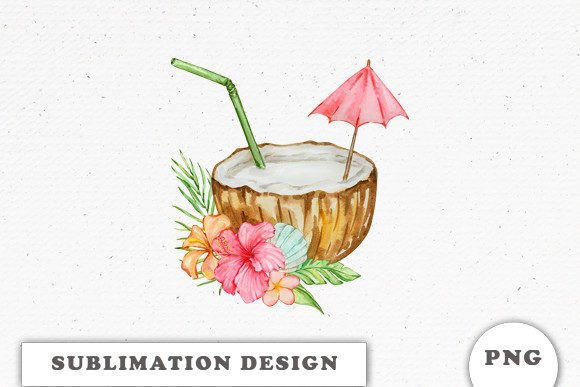 Download Coconut Cocktail Sublimation Designs - Coconut cocktail Collection