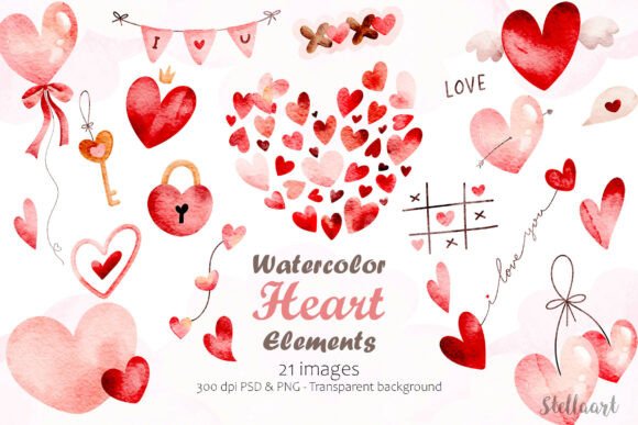 Download Watercolor Heart Elements Collection - Watercolor Collection