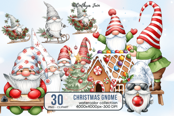 Download Christmas Gnomes Clipart PNG Watercolor - Watercolor Collection