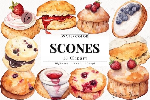 Download Watercolor Scones Clipart, Baking PNG - Watercolor Collection