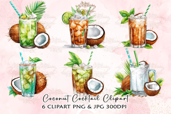 Download Coconut Cocktail  Watercolor Clipart - Watercolor Collection