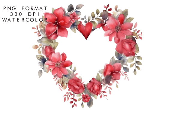 Download Watercolor Heart Flower Wreath Clipart - Watercolor Collection