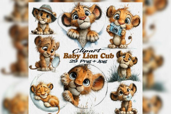 Download Whimsical Watercolor Baby Lion Cub Png - Watercolor Collection