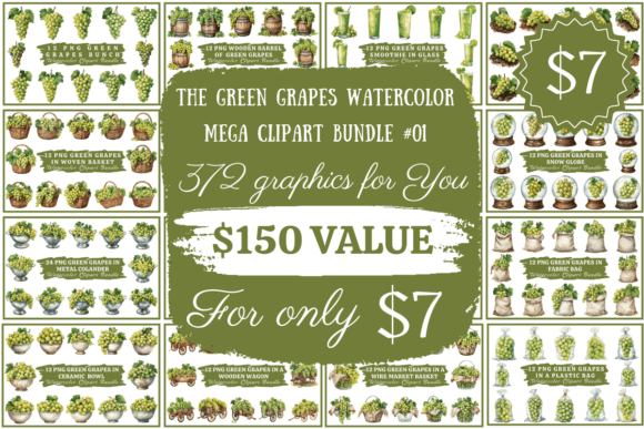 Download The Green Grapes Watercolor Mega Bundle - Watercolor Collection