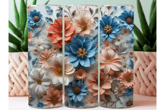 Download 3D Flower Tumbler Wraps Sublimation PNG - Premium Resources