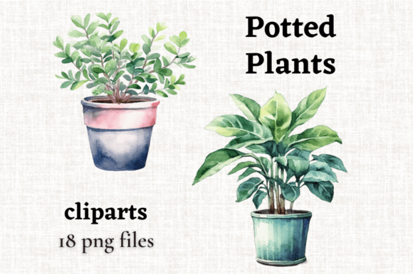 Download Watercolor Potted Plant Clipart Bundle - Watercolor Collection