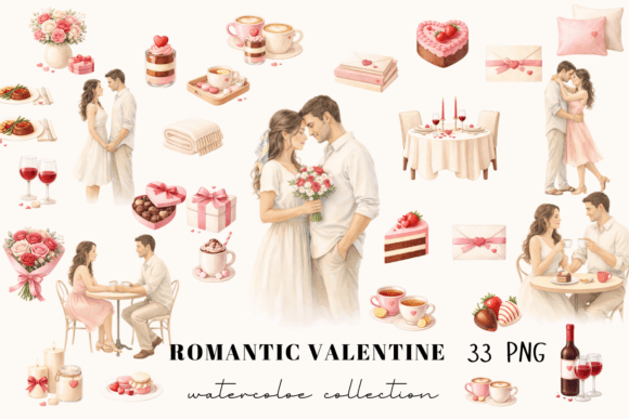 Download Romantic Valentine Watercolor Clipart - Watercolor Collection