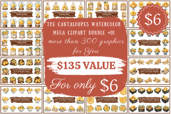 Download The Cantaloupes Watercolor Mega Bundle - Watercolor Collection