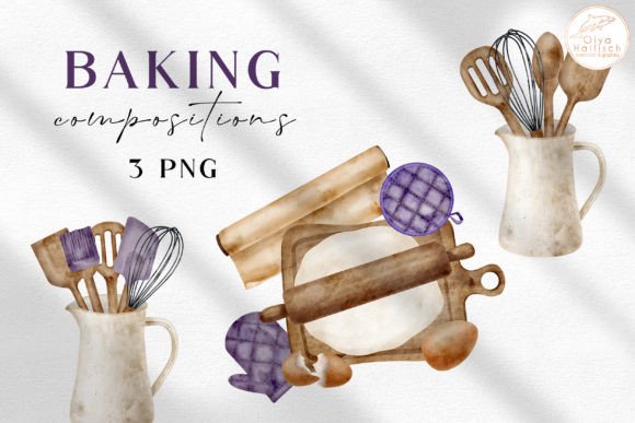 Download Watercolor Baking Utensils Illustrations - Watercolor Collection