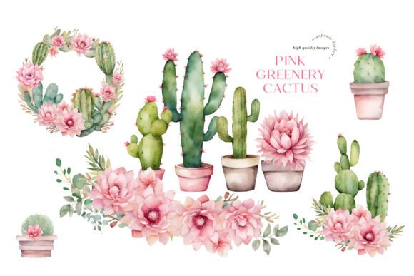 Download Watercolor Cactus Pink Flowers Clipart - Watercolor Collection