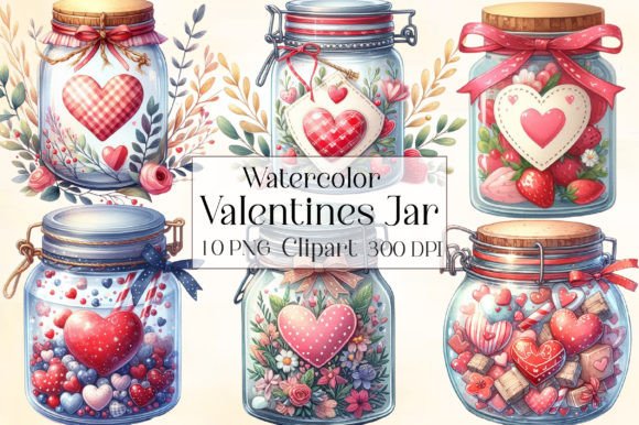 Download Watercolor Valentines Jar Clipart - Watercolor Collection