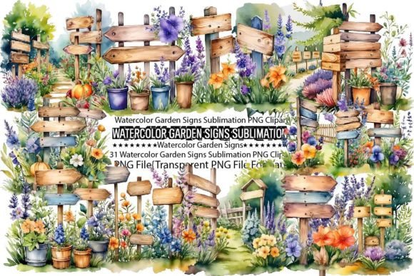 Download Watercolor Garden Signs Sublimation - Watercolor Collection