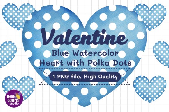 Download Valentine Blue Watercolor Heart Polkadot - Watercolor Collection