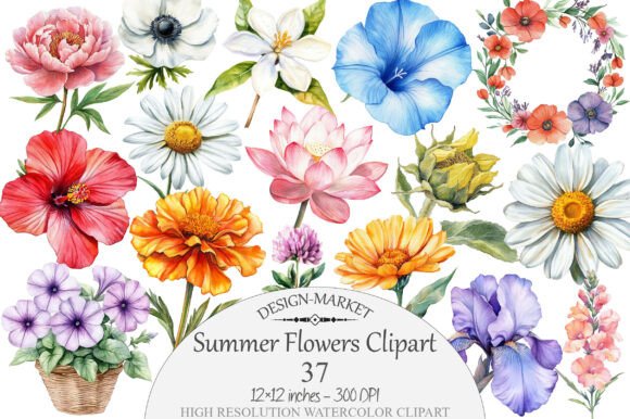 Download Watercolor Summer Flowers Clipart - Watercolor Collection