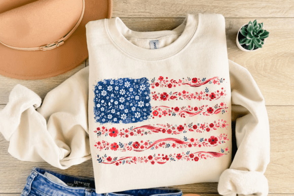 Download Floral USA Flag PNG, 4th of July PNG - Usa flag Collection