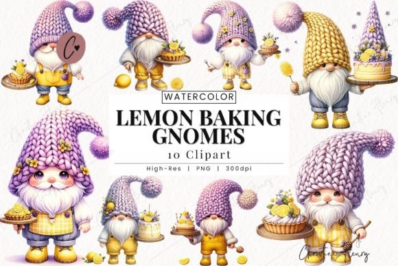 Download Watercolor Lemon Baking Gnomes Clipart - Watercolor Collection